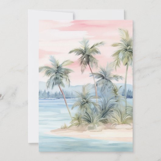 Flamingo strand Quinceanera feestuitnodiging Kaart (Achterkant)