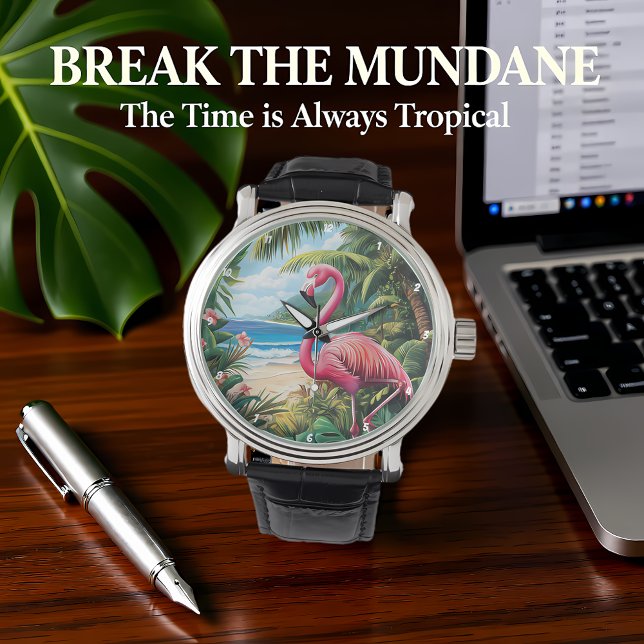 Flamingo Strand Tropisch Horloge (Creator heeft geüpload)