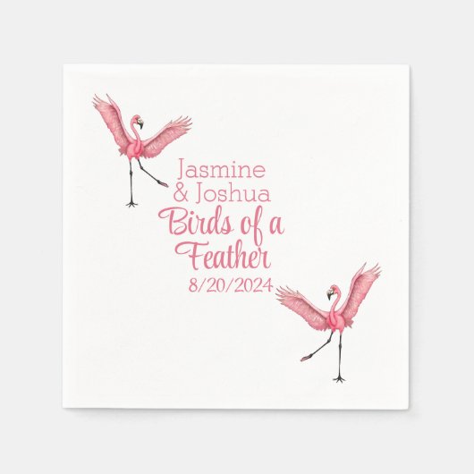 Flamingo Strand Trouwfeest Vogels van een Veer Servet (Voorkant)