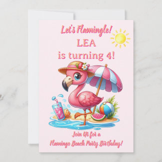 Flamingo Strand Verjaardagsuitnodiging Laten we Fl Kaart