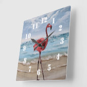 Flamingo Strand Vierkante Klok (Hoek)