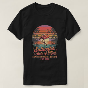 Flamingo Strand Zomer Kustontsnapping Retro Grafis T-shirt