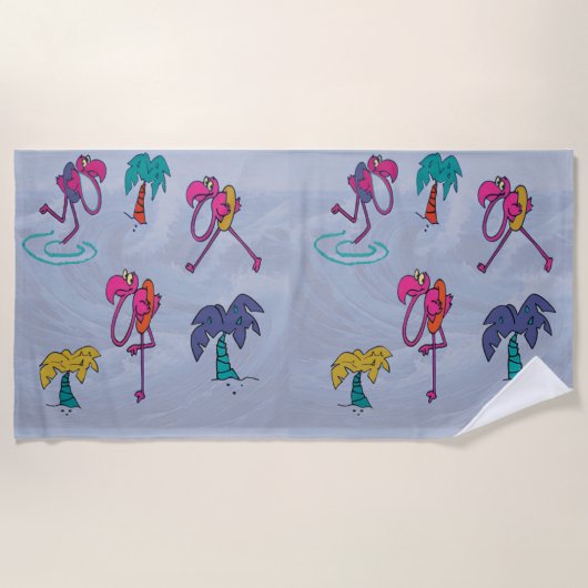 Flamingo strandhanddoek strandlaken (Voorkant)