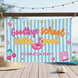 Flamingo Strepen Vaarwel School Hallo Zwembad Spandoek