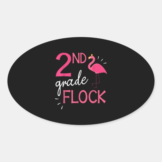 Flamingo Student Hogere Tevreden 2e Graadkuiken Ovale Sticker (Voorkant)