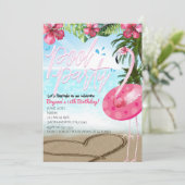 Flamingo Summer Birthday POOL PARTY Uitnodigingen (Staand voorkant)