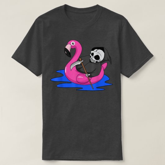 Flamingo Summer Funny Grim Reaper Angel Of Death H T-shirt (Design voorkant)