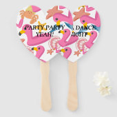 Flamingo summer party handwaaier (Voorkant en achterkant)