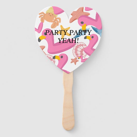 Flamingo summer party handwaaier (Voorkant)