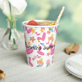 Flamingo summer party text papieren bekers