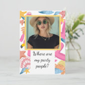 Flamingo summer party with photo kaart (Staand voorkant)