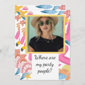 Flamingo summer party with photo kaart (Voorkant / Achterkant)