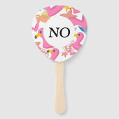 Flamingo summer party Yes No game Handwaaier (Achterkant)