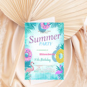 Flamingo Summer Pool Birthday Kaart