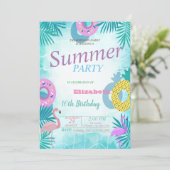 Flamingo Summer Pool Birthday Kaart (Staand voorkant)