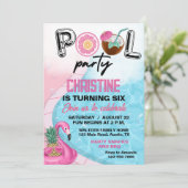 Flamingo Summer Pool Birthday Kaart (Staand voorkant)