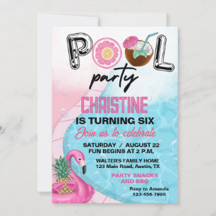 Flamingo Summer Pool Birthday Kaart