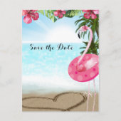 Flamingo Summer POOL PARTY Beach Bewaar de datum Aankondigingskaart (Voorkant)