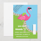 Flamingo Summer Splish Splash Kids Birthday Party Kaart (Voorkant / Achterkant)