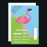Flamingo Summer Splish Splash Kids Birthday Party Kaart<br><div class="desc">Koel een kinder zomerpool of een uitnodiging van een strandpartij die aan uw specificaties kan worden aangepast.</div>