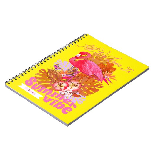 Flamingo Summer Yellow Notitieboek (Linkerzijde)