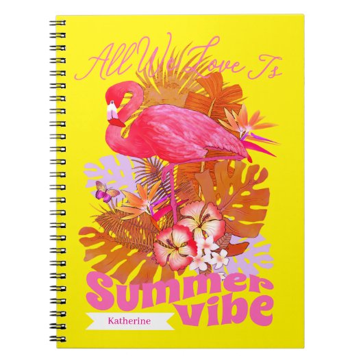Flamingo Summer Yellow Notitieboek (Voorkant)