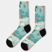Flamingo Sunset - Aqua Tropical Paradise Pattern Sokken (Links)