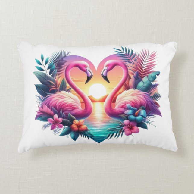 Flamingo Sunset Pillow Accent Kussen (Voorkant)