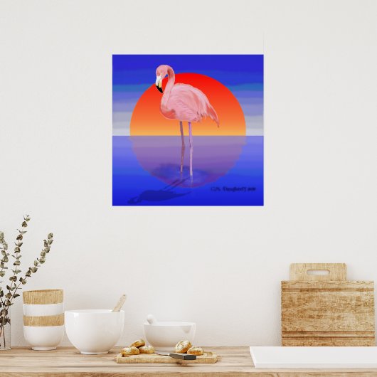 Flamingo Sunset Poster (Keuken)