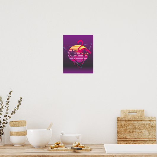 Flamingo Sunset Synthwave Poster (Keuken)