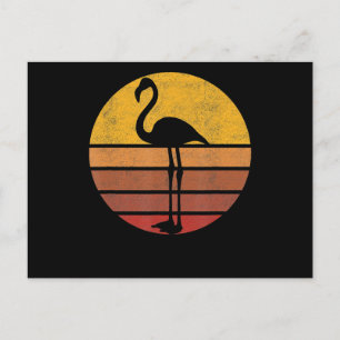 Flamingo Sunset Trendy Animal Silhouette Flamingo Aankondigingskaart