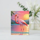 Flamingo Sunset Tropisch strand Briefkaart (Staand voorkant)