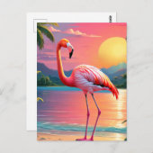 Flamingo Sunset Tropisch strand Briefkaart (Voorkant / Achterkant)