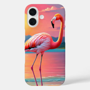 Flamingo Sunset Tropisch strand iPhone 16 Hoesje