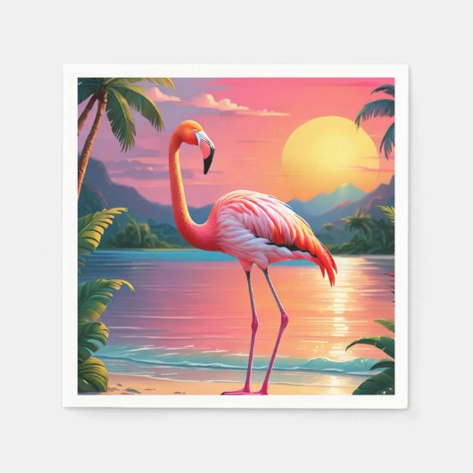 Flamingo Sunset Tropisch strand Servet (Voorkant)