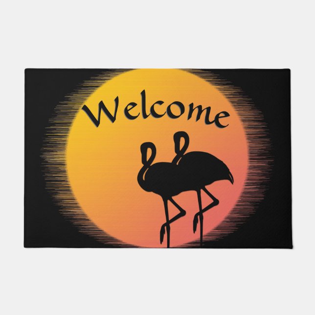 Flamingo Sunset Welcome Mat (Voorkant)