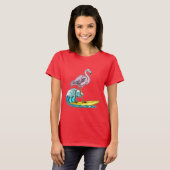 Flamingo Surfer Surfboard T-shirt (Voorkant volledig)