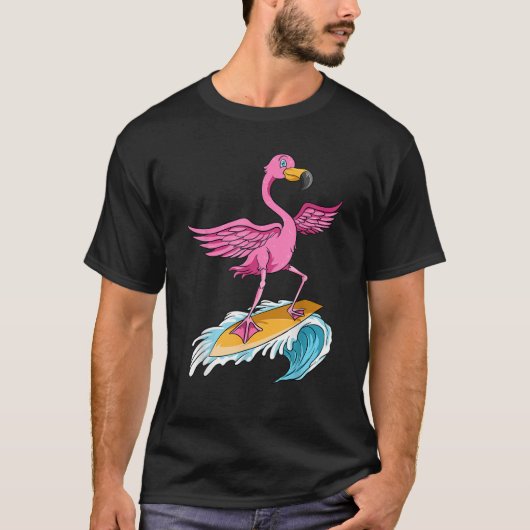 Flamingo Surfer Zomergolven Surfboard Surfing Sur T-shirt (Voorkant)