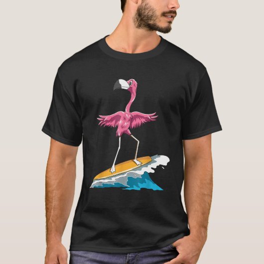 Flamingo Surfing Flamingo Surf Flamingo Surfboard T-shirt (Voorkant)
