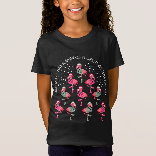 Flamingo Sweater Kerstboom Grappig cadeau T-shirt (Voorkant)
