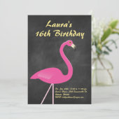 Flamingo Sweet 16 Birthday Party - chalkboard Kaart (Staand voorkant)