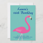 Flamingo Sweet 16 Birthday Party Invite-turquoise Kaart (Voorkant)