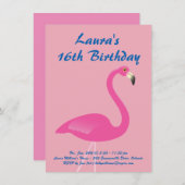 Flamingo Sweet 16 verjaardagsfeest uitnodiging - R (Voorkant / Achterkant)
