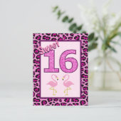 Flamingo Sweet Sixteen Birthday Briefkaart (Staand voorkant)