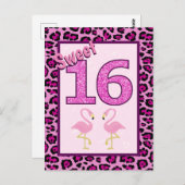 Flamingo Sweet Sixteen Birthday Briefkaart (Voorkant / Achterkant)