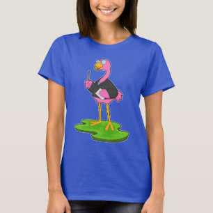 Flamingo Teacher Pointer stick School T-shirt