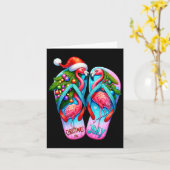 Flamingo Teenslippers Tropische Zomerkerst Kaart (Gele Bloem)
