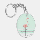 Flamingo Text back acrylic sleutelhanger green (Voorkant Links)