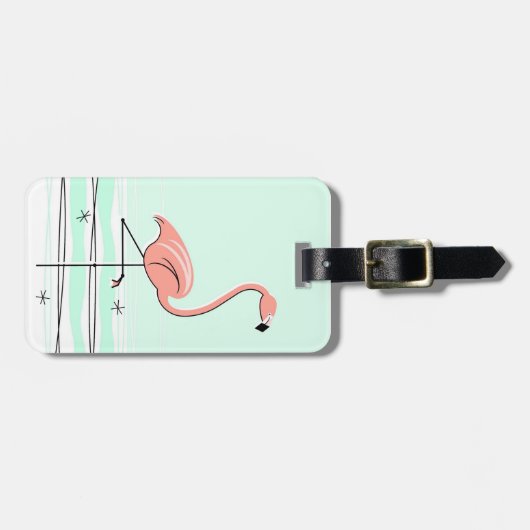 Flamingo 'Text' bagagelabel green (Voorkant horizontaal)