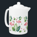 Flamingo Theepot<br><div class="desc">exotische waterverf handgetekende illustratie</div>